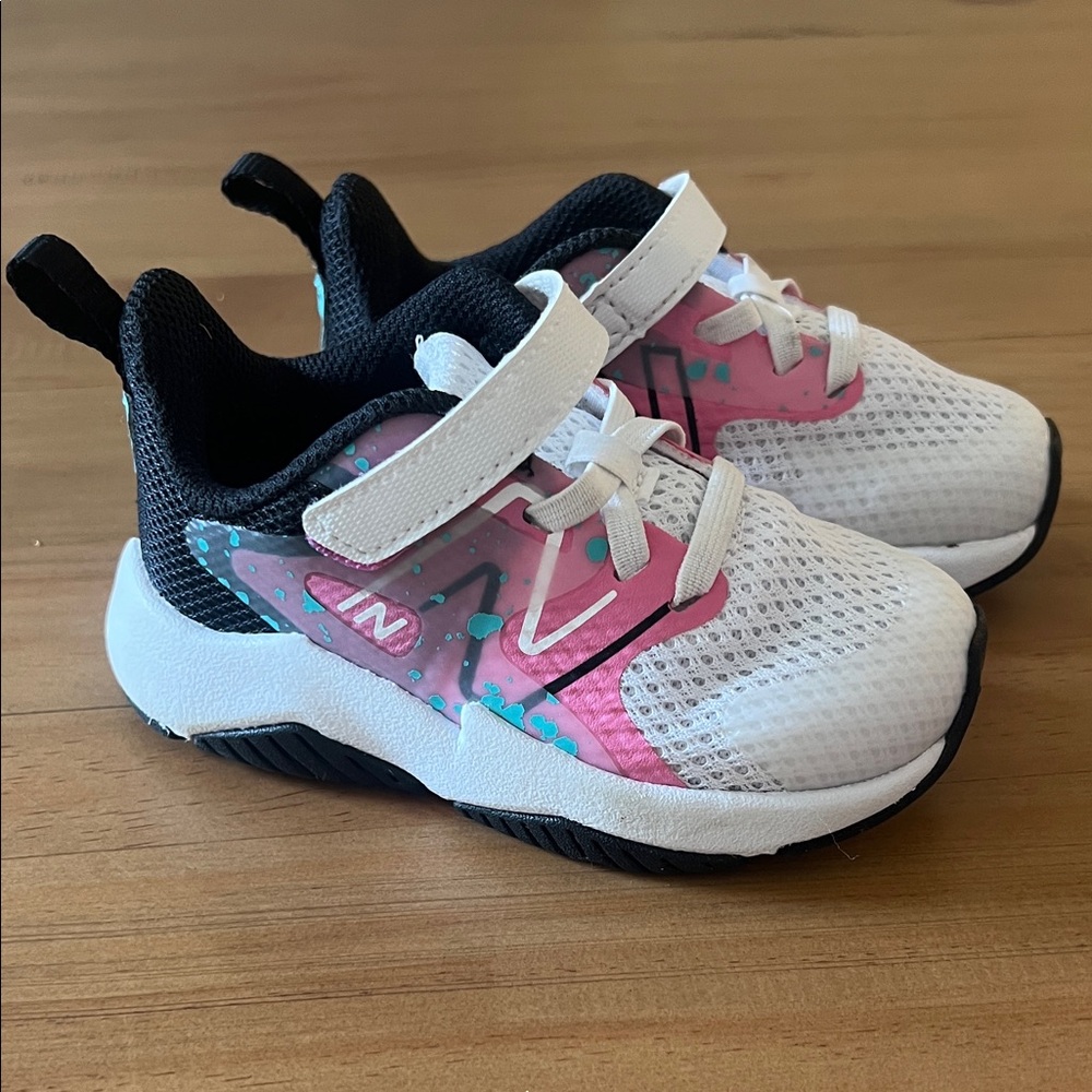 New Balance Kids' Black, Pink, and White Sneakers